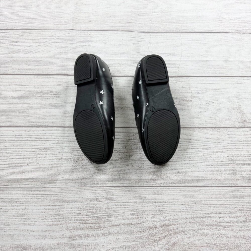 Gap Kids Girl Ballet Flats Black Silver Star Print Slip On Dress Shoes 1 Kid - Picture 4 of 5